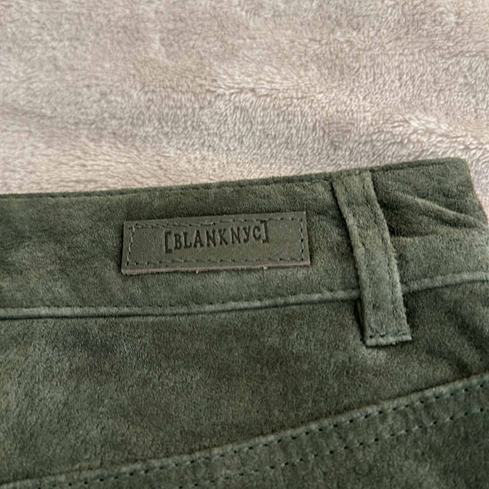 BLANK NYC 100% Genuine Leather/Suede MIDI Skirt w Front Slit Sage Green (24) NWT - Picture 10 of 12
